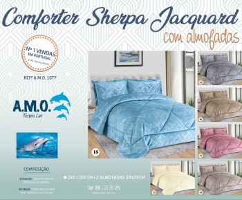 AMO 1077 - Comforter Sherpa Jacquard com Almofadas