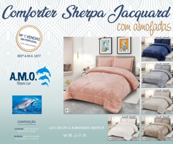 AMO 1077 Comforter Sherpa Jacquard com Almofadas