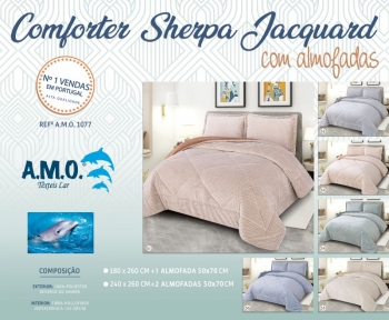 AMO 1077 - Comforter Sherpa Jacquard With Pillowcases