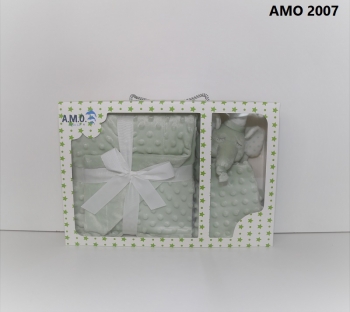 2 Side Baby Blanket 80*110cm with Doudou with rattle Ref. AMO 2007